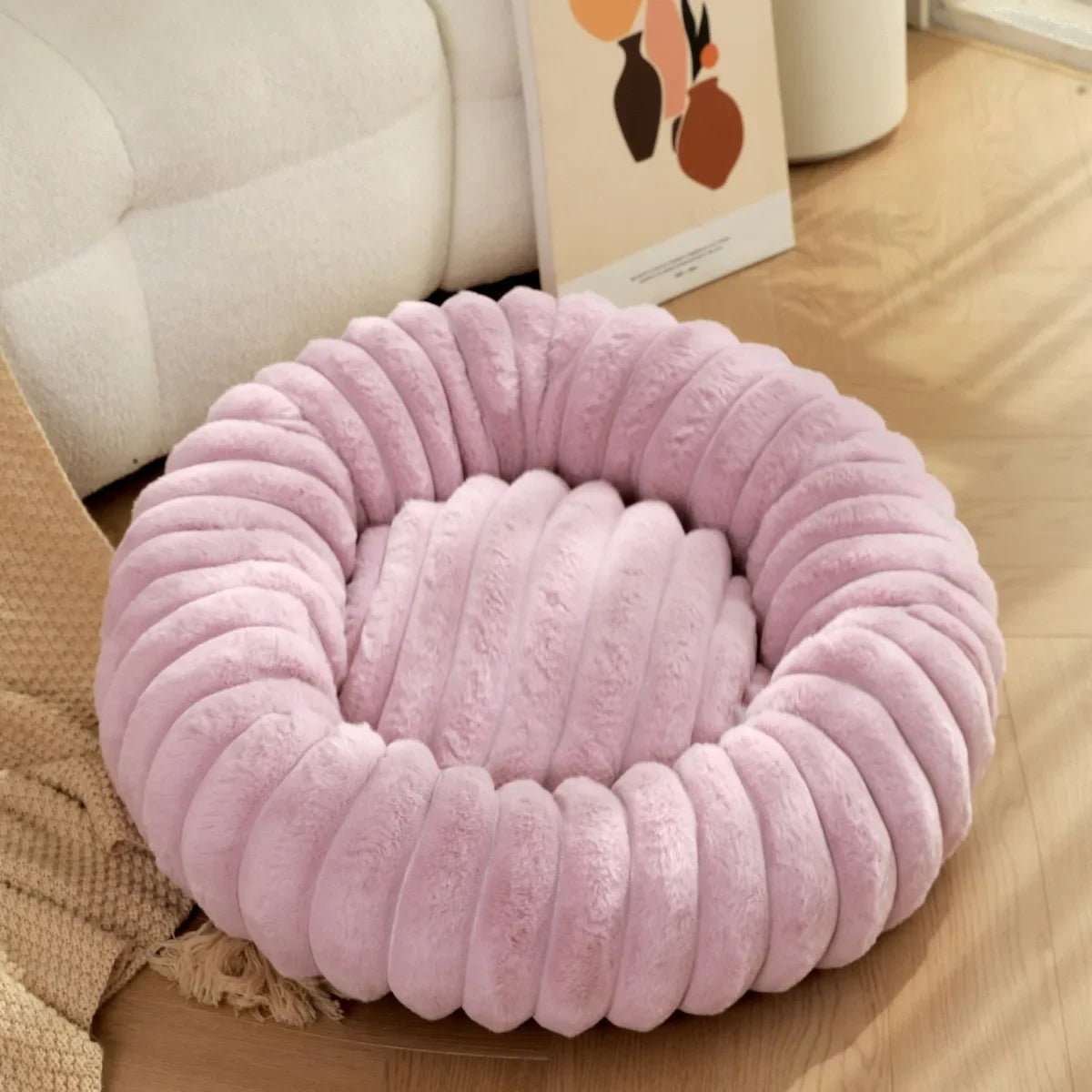 Haven Round Plush Pet Bed — Compact