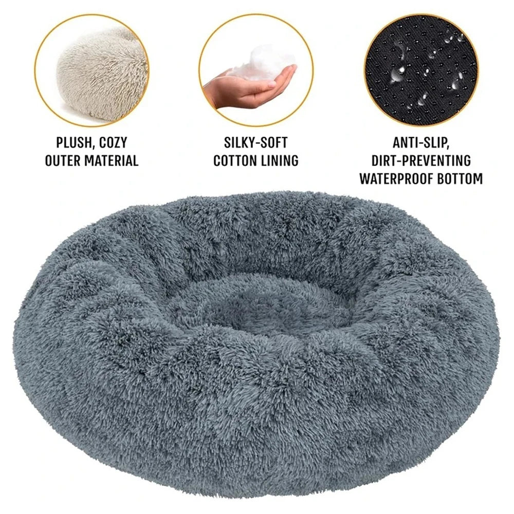 Haven Round Plush Pet Bed — Mid