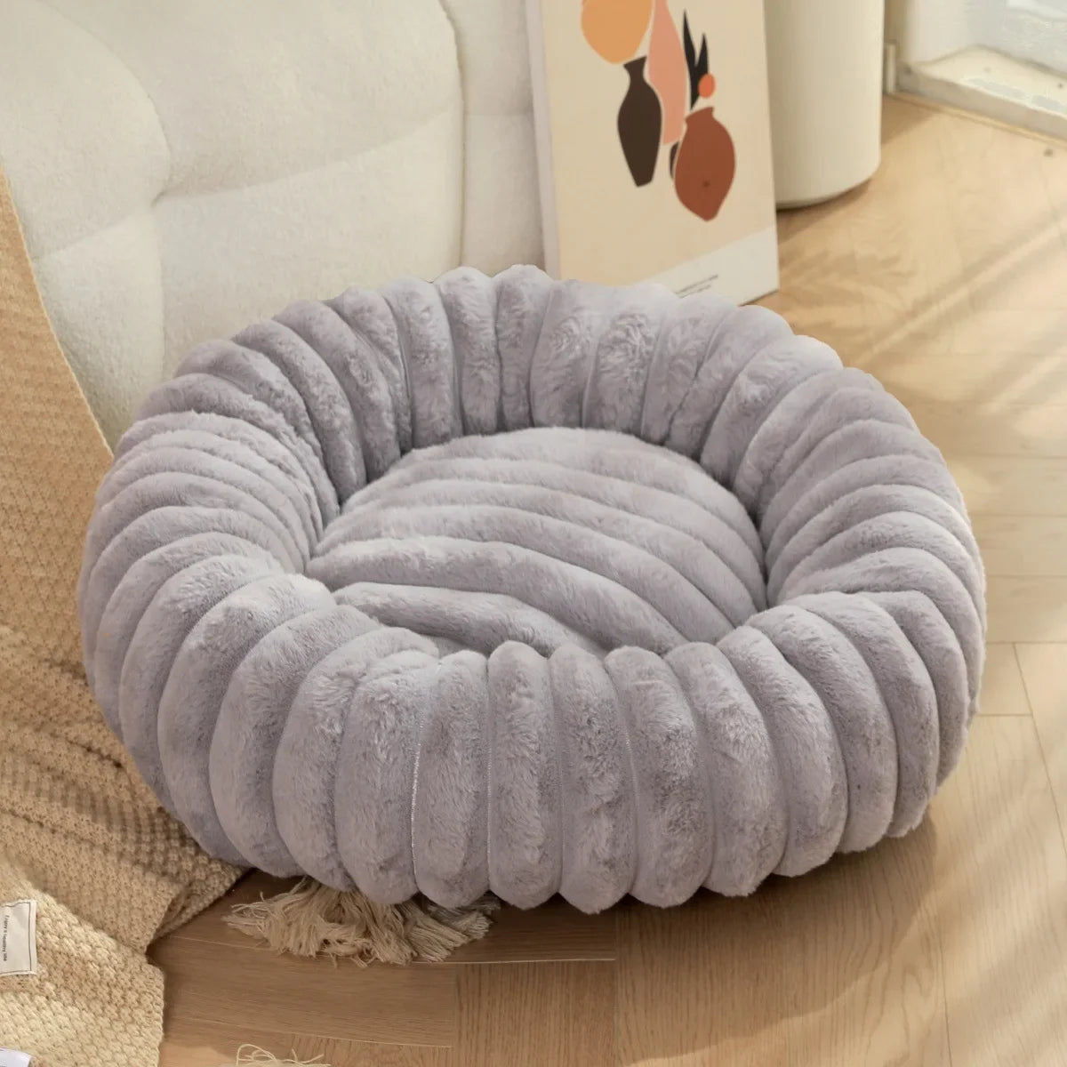 Haven Round Plush Pet Bed — Compact